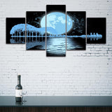 tableau rangée arbres bleus