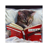 tableau chat qui lit un journal