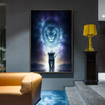tableau tête lion galactique