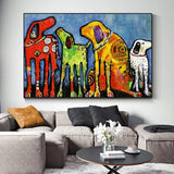 tableau peinture abstraite 3 chiens