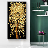 tableau arbre feuille en or