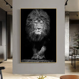 tableau lion majestueux noir et blanc