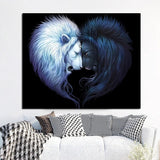 tableau visages lions ying yang