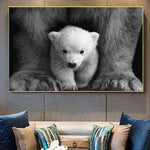tableau photo noir et blanc bébé ours blanc