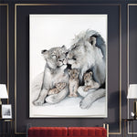 Tableau Famille lions blancs