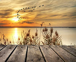 tableau pont en bois et ombre oiseau