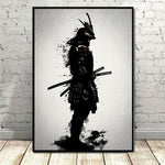 Tableau japonais guerrier noir debout