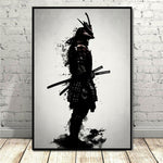 Tableau samourai noir debout