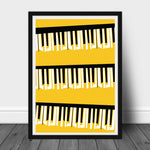 Tableau instrument Piano fond jaune