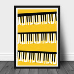 tableau piano sur fond jaune