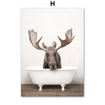 Llama Elephant Giraffe Bear Panda Lion Bathtub Wall Art 