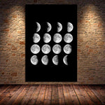 tableau cycle de lune fond noir