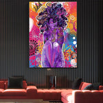 affiche femme violette multicolore