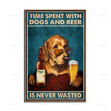 tableau chien et bière