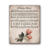 tableau partions ancienne et fleurs