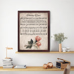 tableau partions ancienne et fleurs