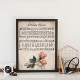tableau partions ancienne et fleurs