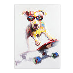 tableau chien sur le skate