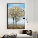 tableau peinture 3 arbres en or
