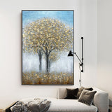 tableau peinture 3 arbres en or