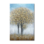 tableau peinture 3 arbres en or