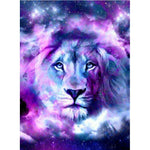 Affiche lion abstrait violet