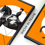 Modern Dressage Chevaux Horse Rider Blue Orange Posters 