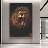 tableau lion gueule ouverte