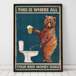 Tableaux ours avec une bière