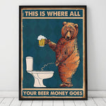 tableau ours avec une bière
