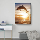 Cute Dolphin Background Canvas Painting Creative Fashion 