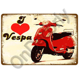 Vespa GTS Motorcycle Pub Bar Decoration Tin Sign Shabby Chic