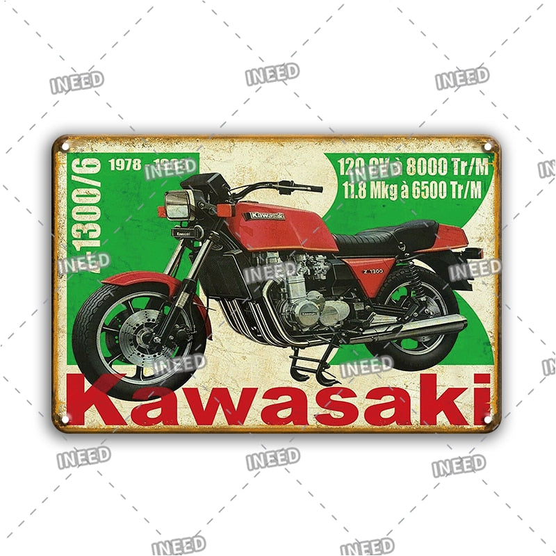 Motorized Garage Decorative Metal Plates Vintage Motorcycle Poster Tin ...