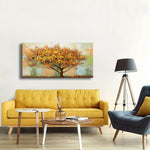 tableau peinture arbre feuilles jaunes