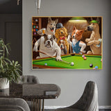 tableau abstrait chien et billiard