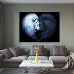 tableau visages lions ying yang