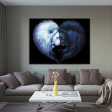 tableau visages lions ying yang
