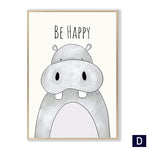 Affiche enfant hippopotame gris