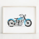 Car Vintage Train Motorcycle Nursery print Watercolor Poster