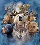tableau aigle,cerf,loup et ours