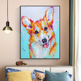 tableau peinture d’un chien orange