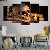 tableau skull sablier et bougie