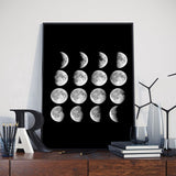 tableau cycle de lune fond noir