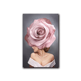 tableau abstrait visage femme fleurs grises