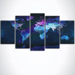 panneau carte du monde bleue et violette