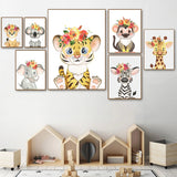 Funny Cartoon Animal Elephant Monkey Wall Art Canvas 