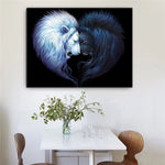 tableau visages lions ying yang
