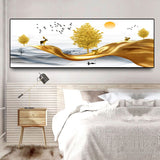 tableau peinture dorée d’un arbre