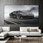 tableau super car en noir et blanc