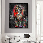 tableau pop art d’un lion